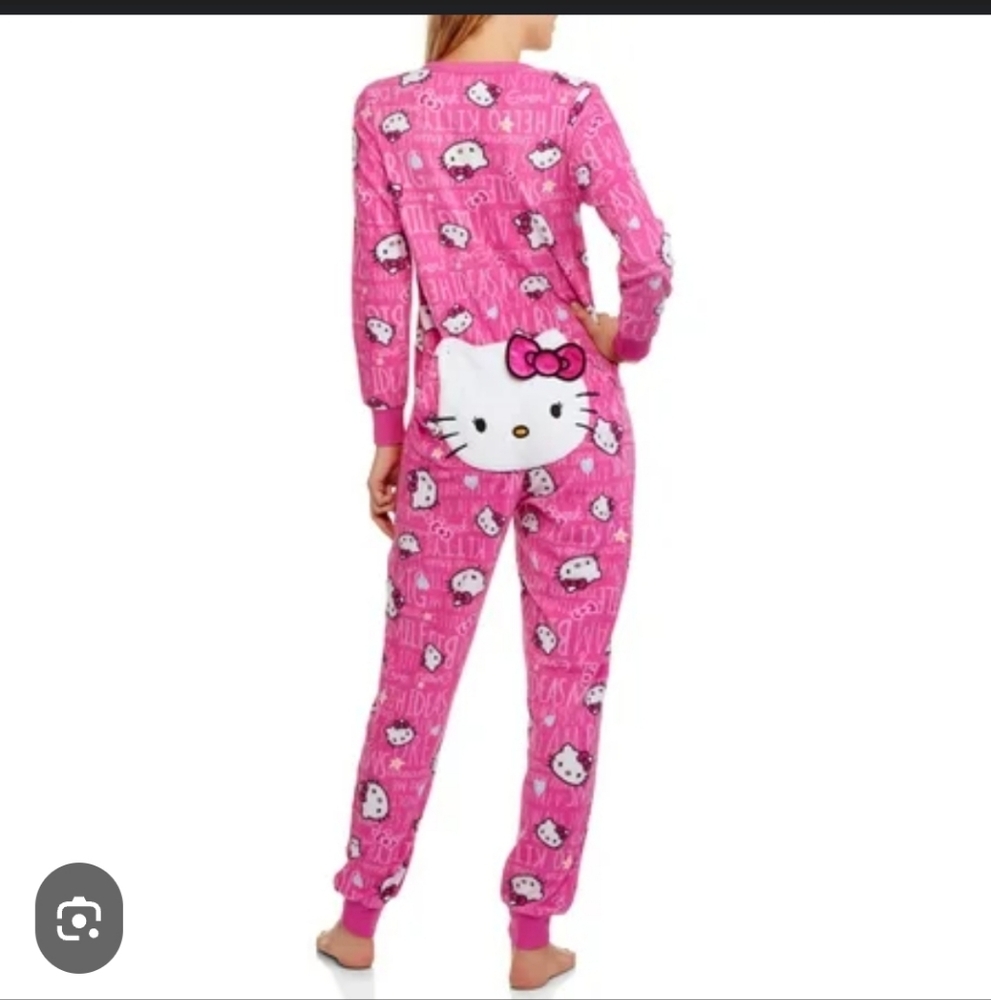 Hello Kitty Pink Pajama Onesie womans XL EUC - Picture 3 of 12